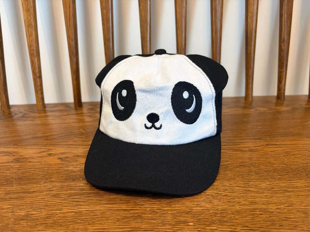 Unbranded Black And White Panda Bear Baseball Cap With 3D Ears